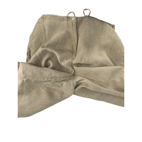 Vintage Hobo Chic Miner Patchwork Linen Drawstring Pants Baggy Wide Leg Magnolia - Picture 12 of 12